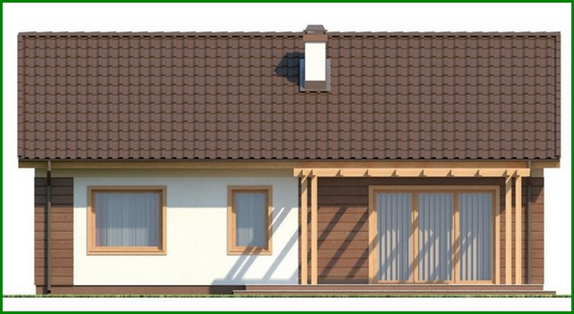 Galería de visualizaciones - Proyecto de una casa sencilla de una planta, de estilo clásico con techo a dos aguas