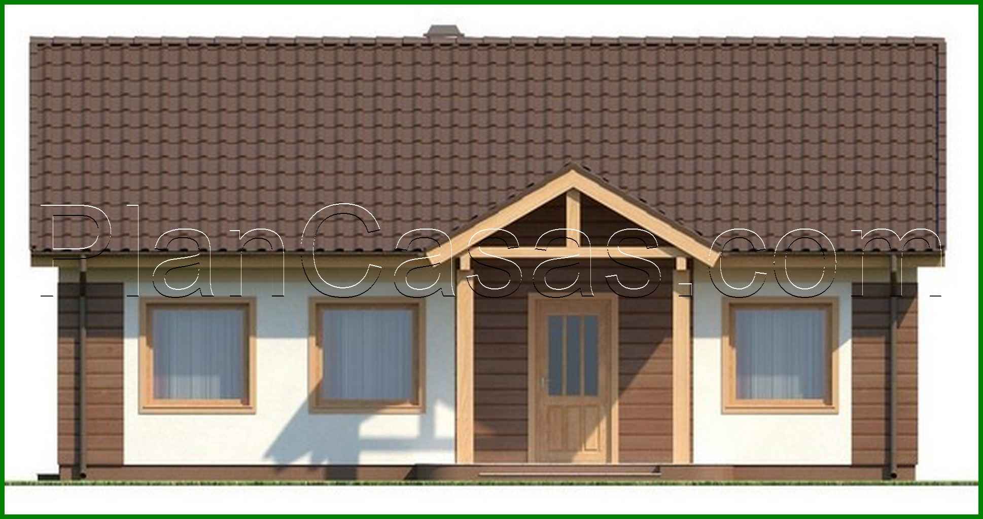 Galería de visualizaciones - Proyecto de una casa sencilla de una planta, de estilo clásico con techo a dos aguas