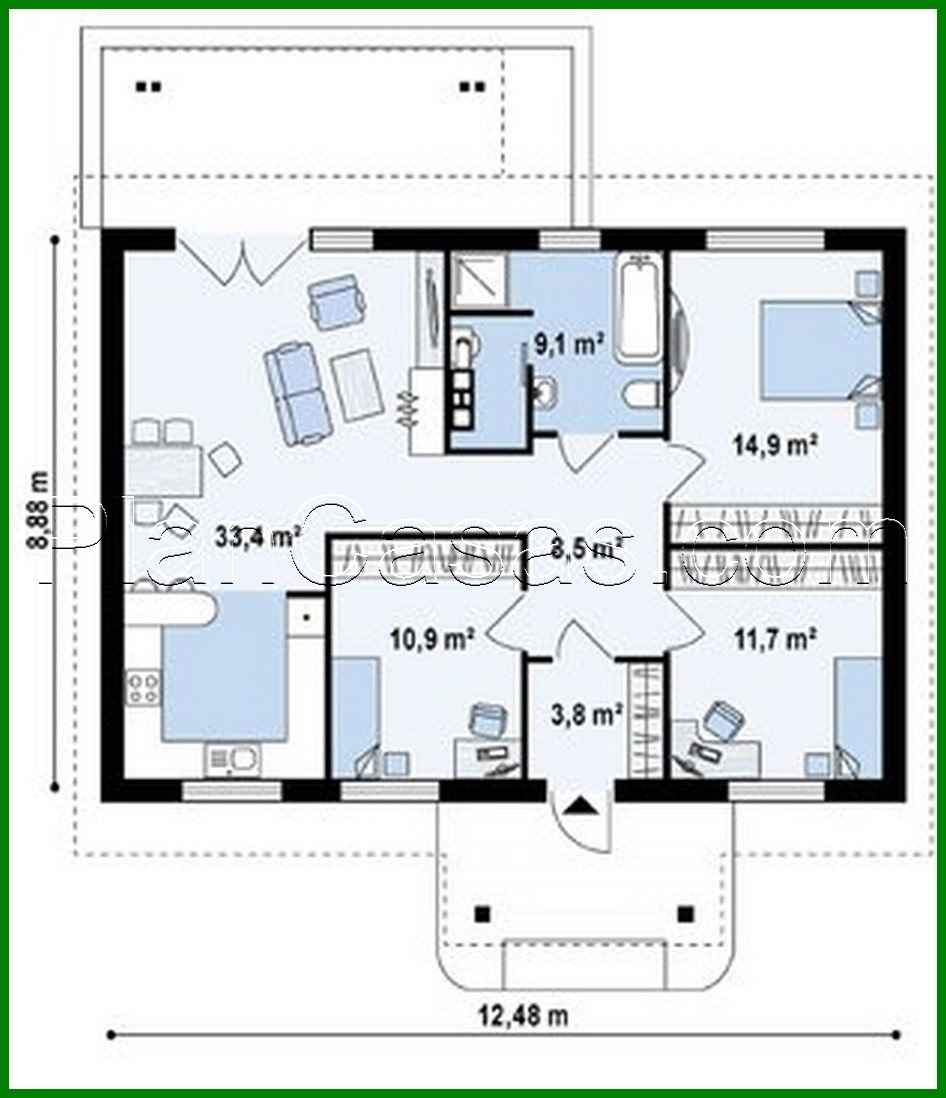 Galería de visualizaciones - Proyecto de una casa sencilla de una planta, de estilo clásico con techo a dos aguas