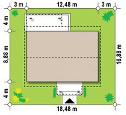Galería de visualizaciones - Proyecto de una casa sencilla de una planta, de estilo clásico con techo a dos aguas