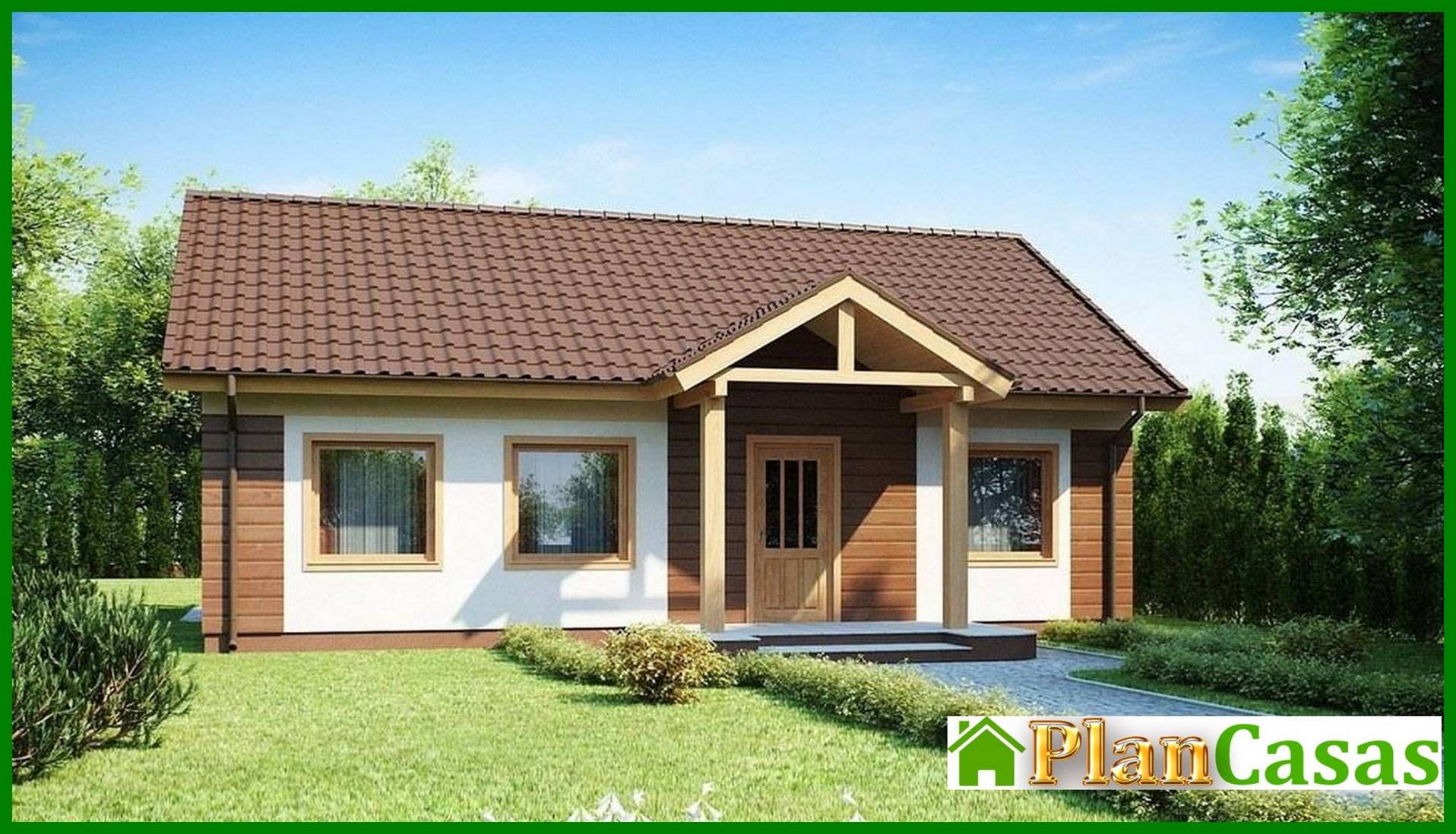 Proyecto de una casa sencilla de una planta, de estilo clásico con techo a dos aguas