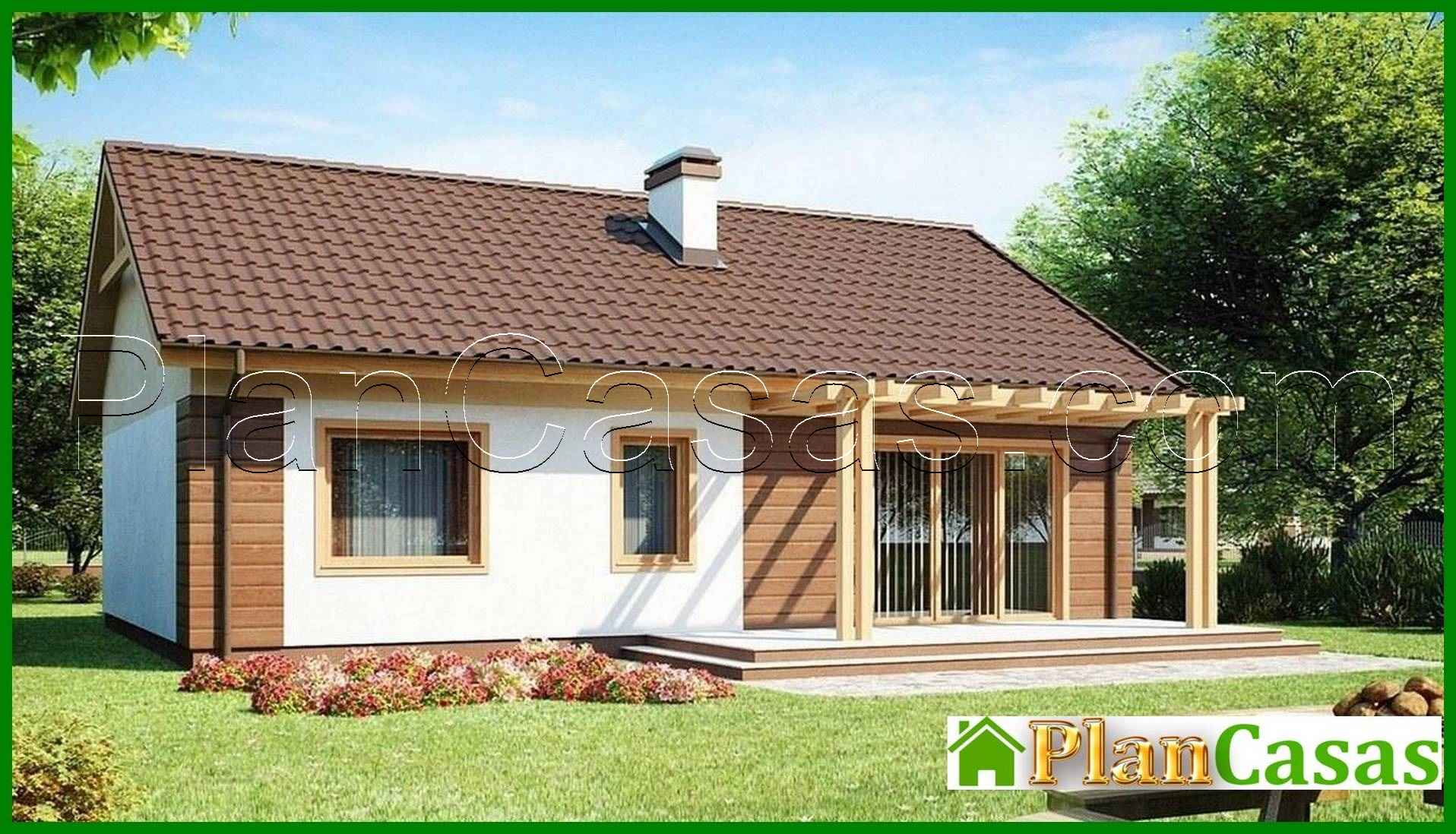 Galería de visualizaciones - Proyecto de una casa sencilla de una planta, de estilo clásico con techo a dos aguas