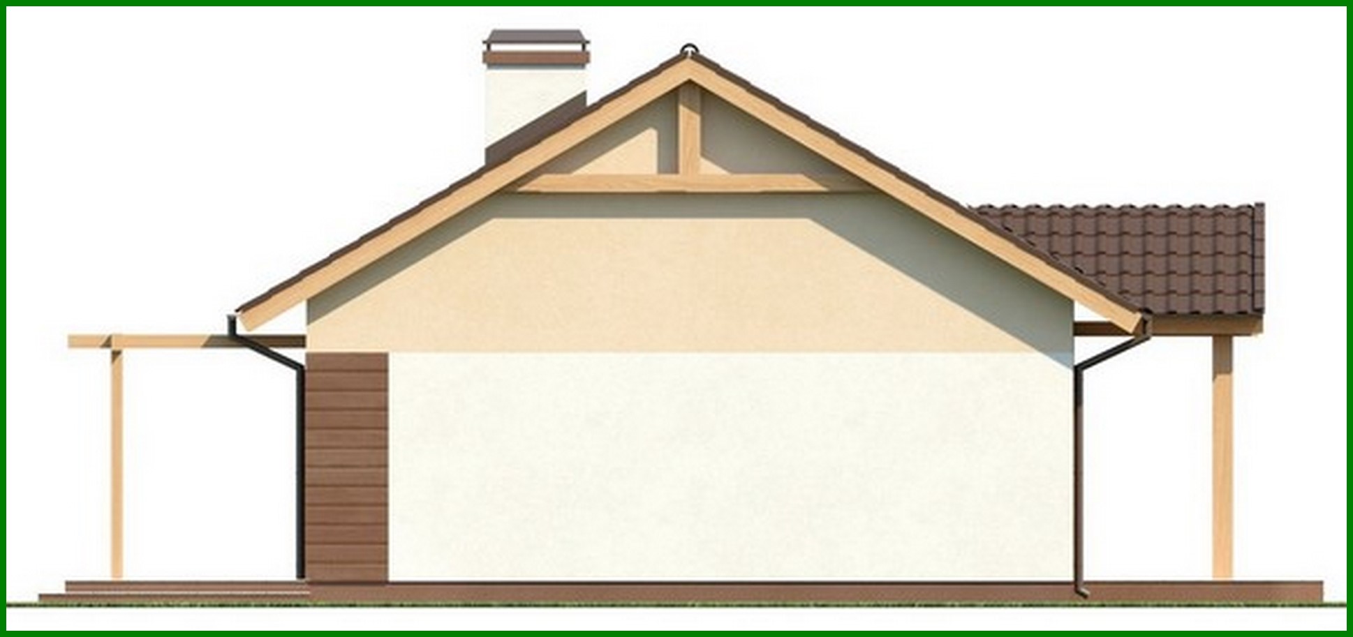 Galería de visualizaciones - Proyecto de una casa sencilla de una planta, de estilo clásico con techo a dos aguas