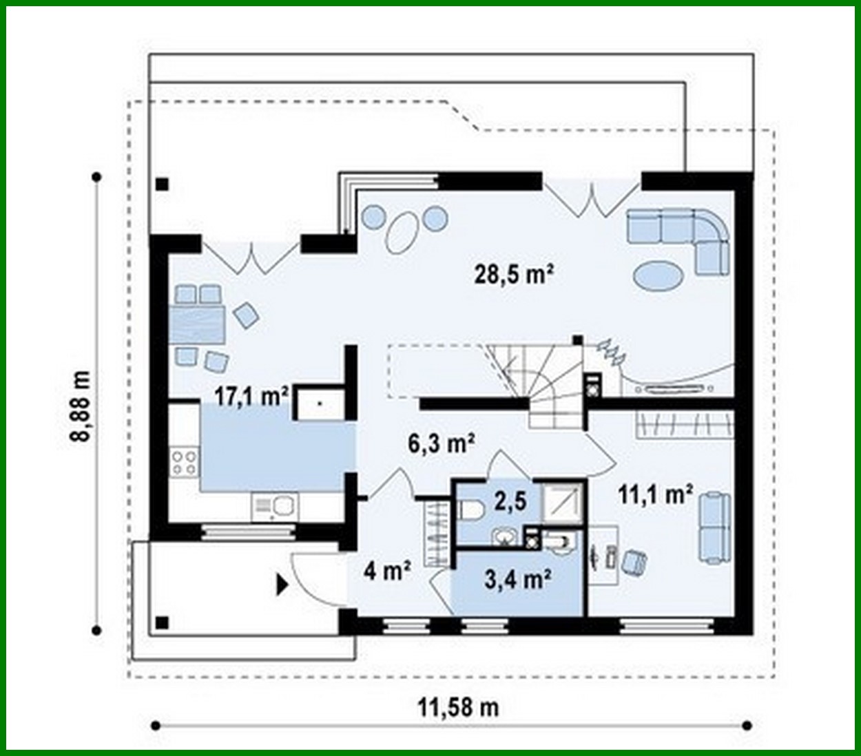 Visualization gallery - The project of an economical comfortable house with an attic