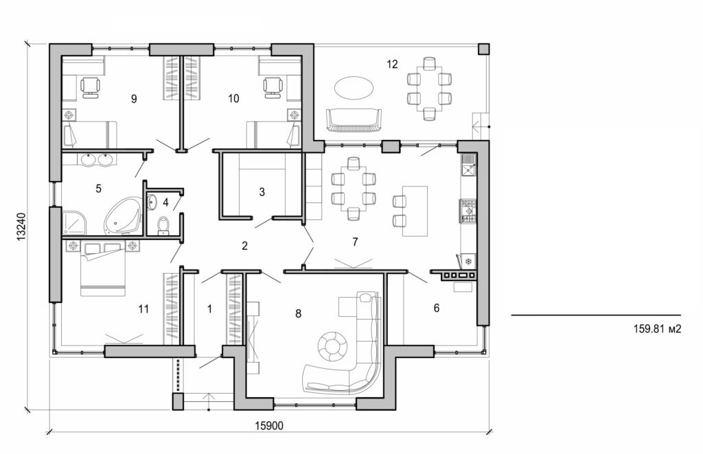 Galería de visualizaciones - Casa de una planta