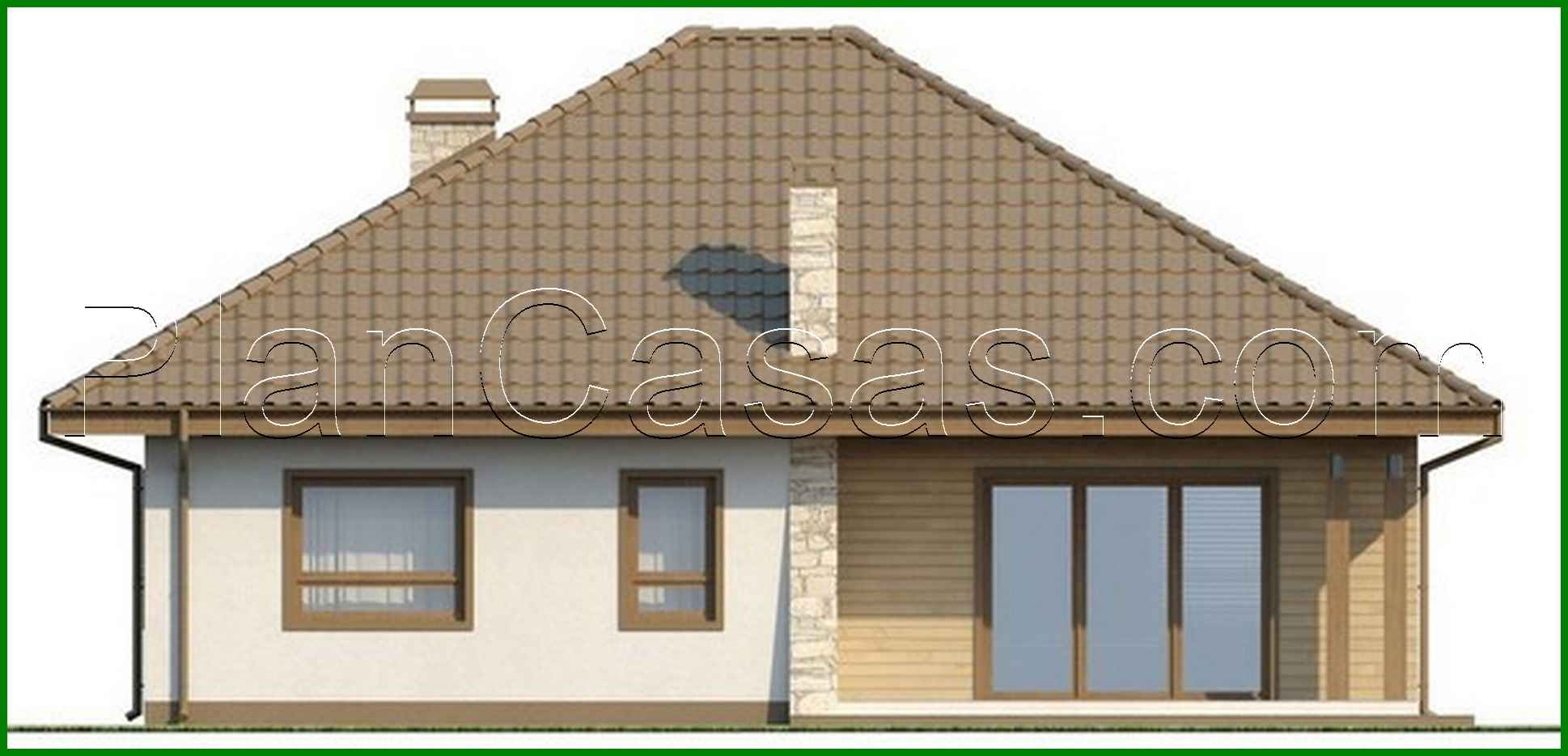 Galería de visualizaciones - Proyecto de una gran casa de campo de una planta con garaje para dos coches