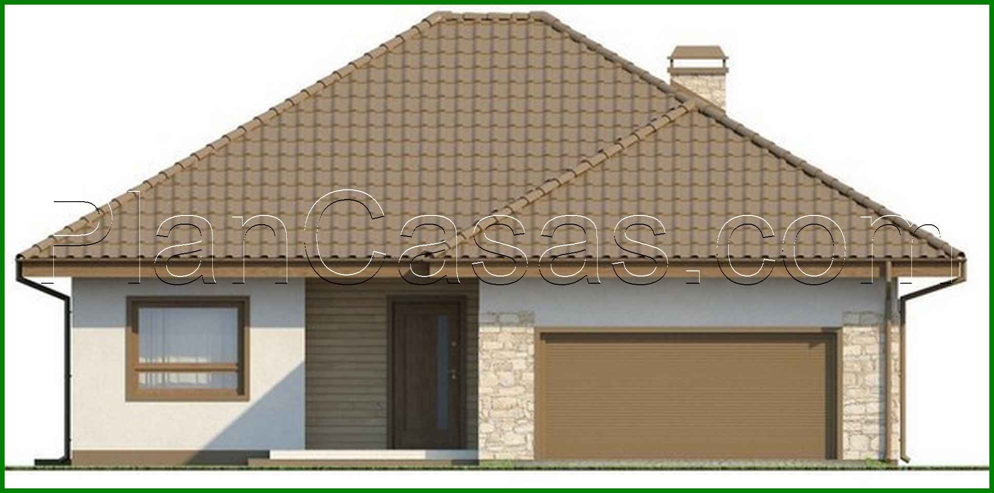 Galería de visualizaciones - Proyecto de una gran casa de campo de una planta con garaje para dos coches