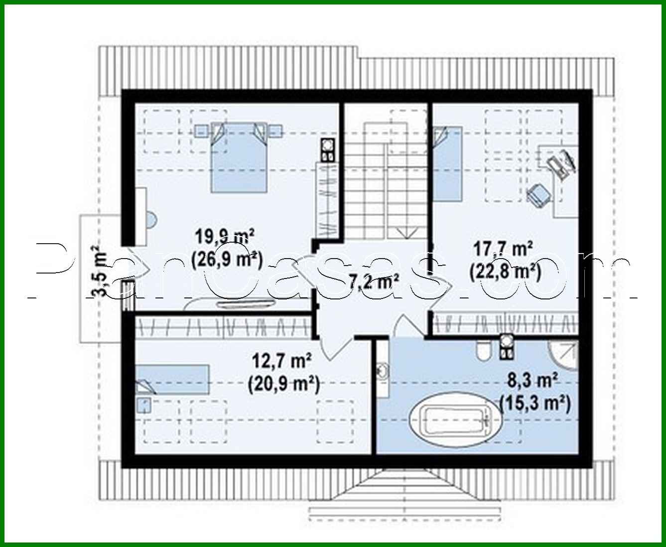 Visualization gallery - House project with an attic, bay window and balcony, stylish facade