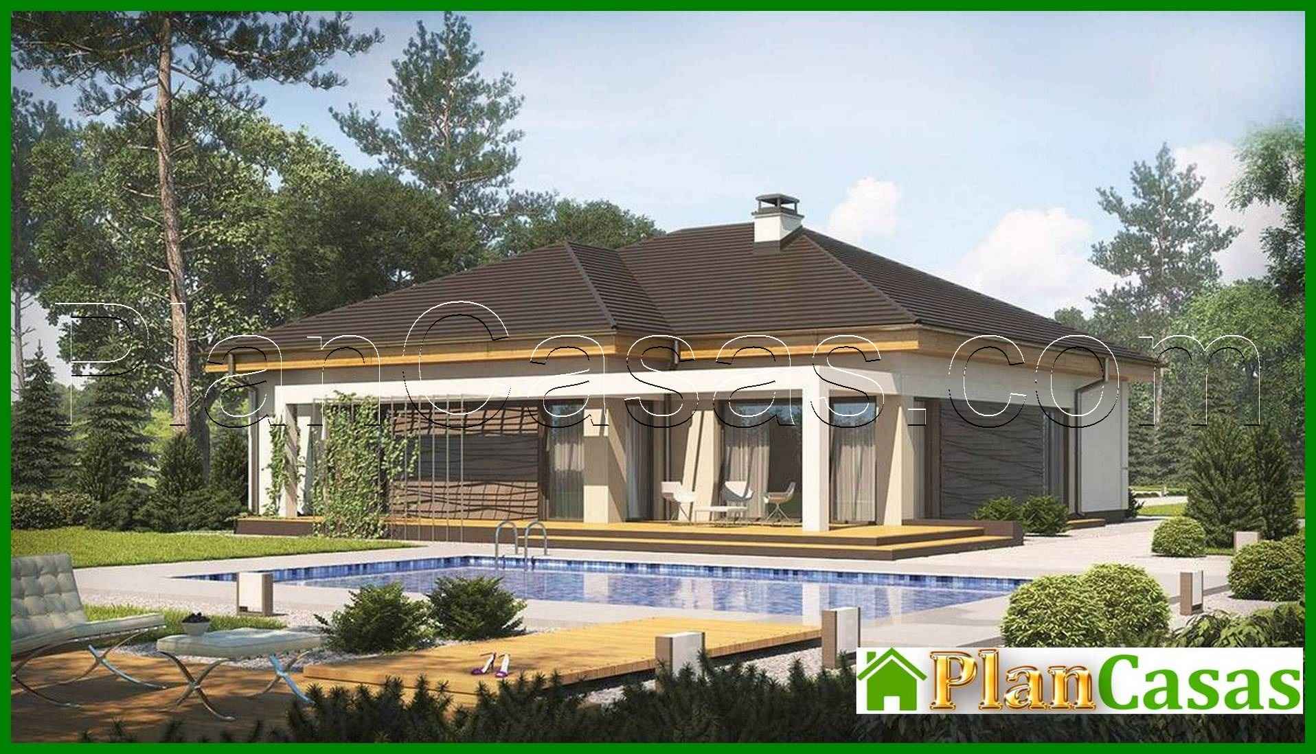 Single-storey house project with frontal garage