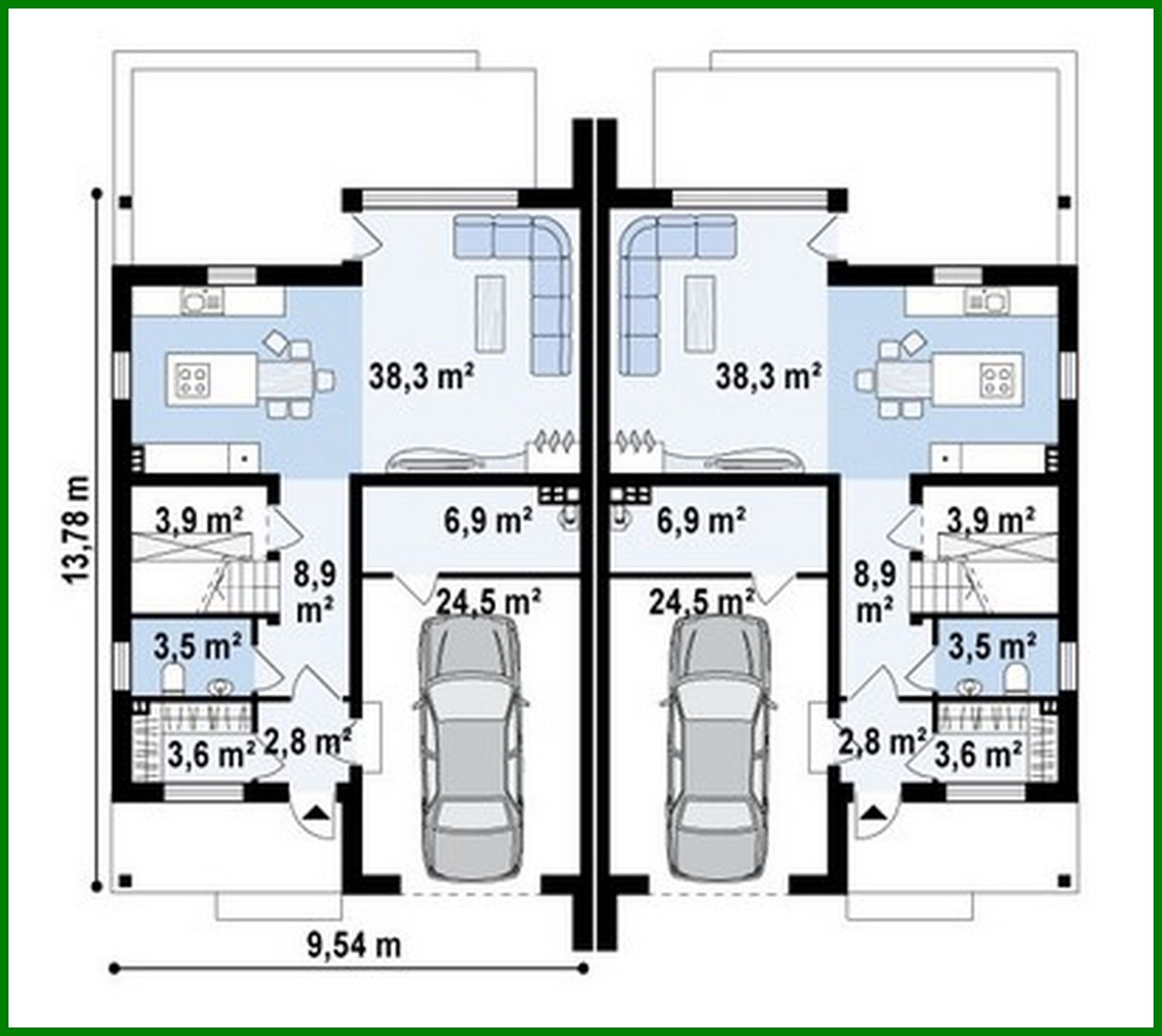 Galería de visualizaciones - Proyecto de una casa para dos familias con garaje