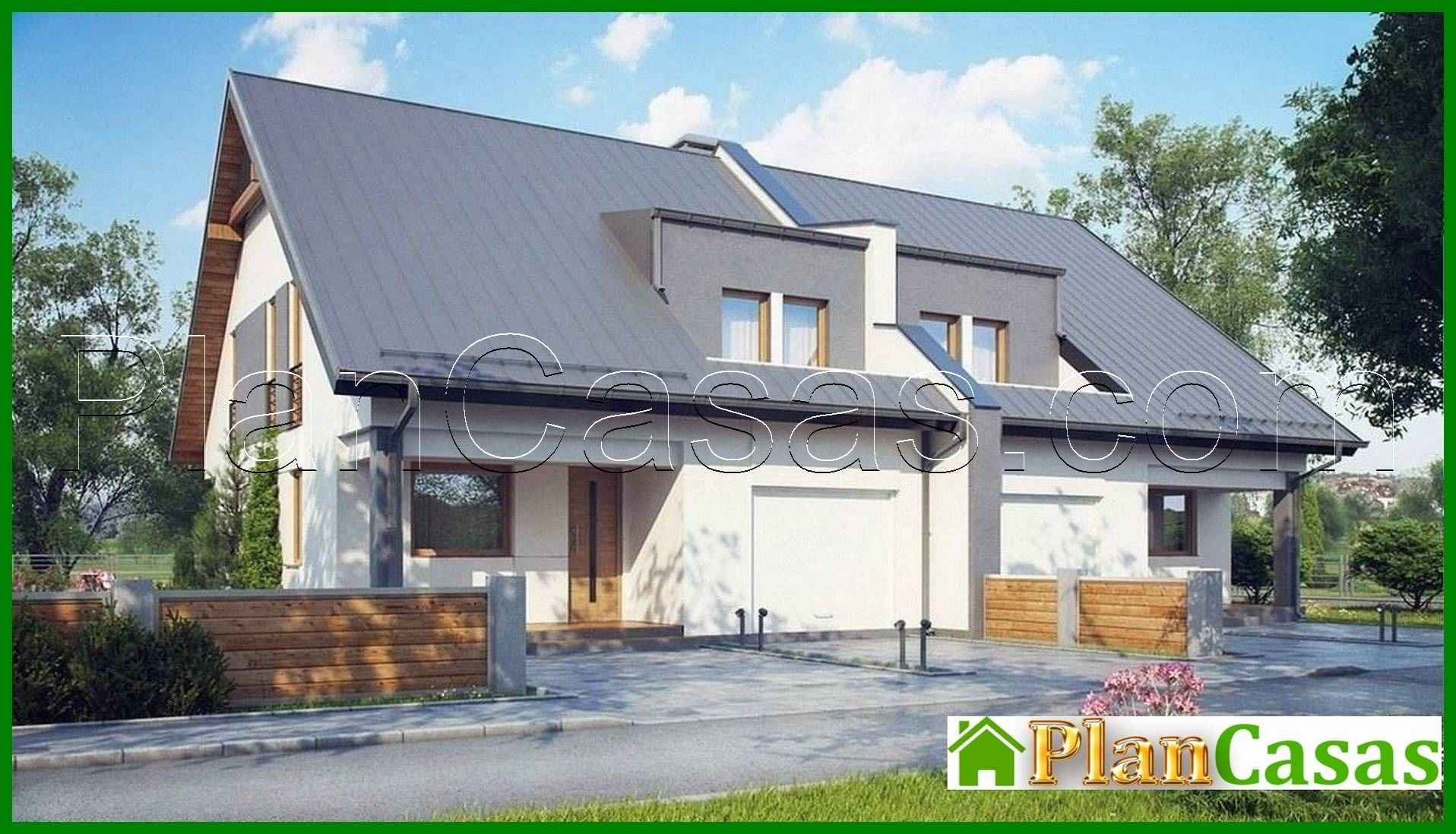The project of a cottage for two families with a garage house plan