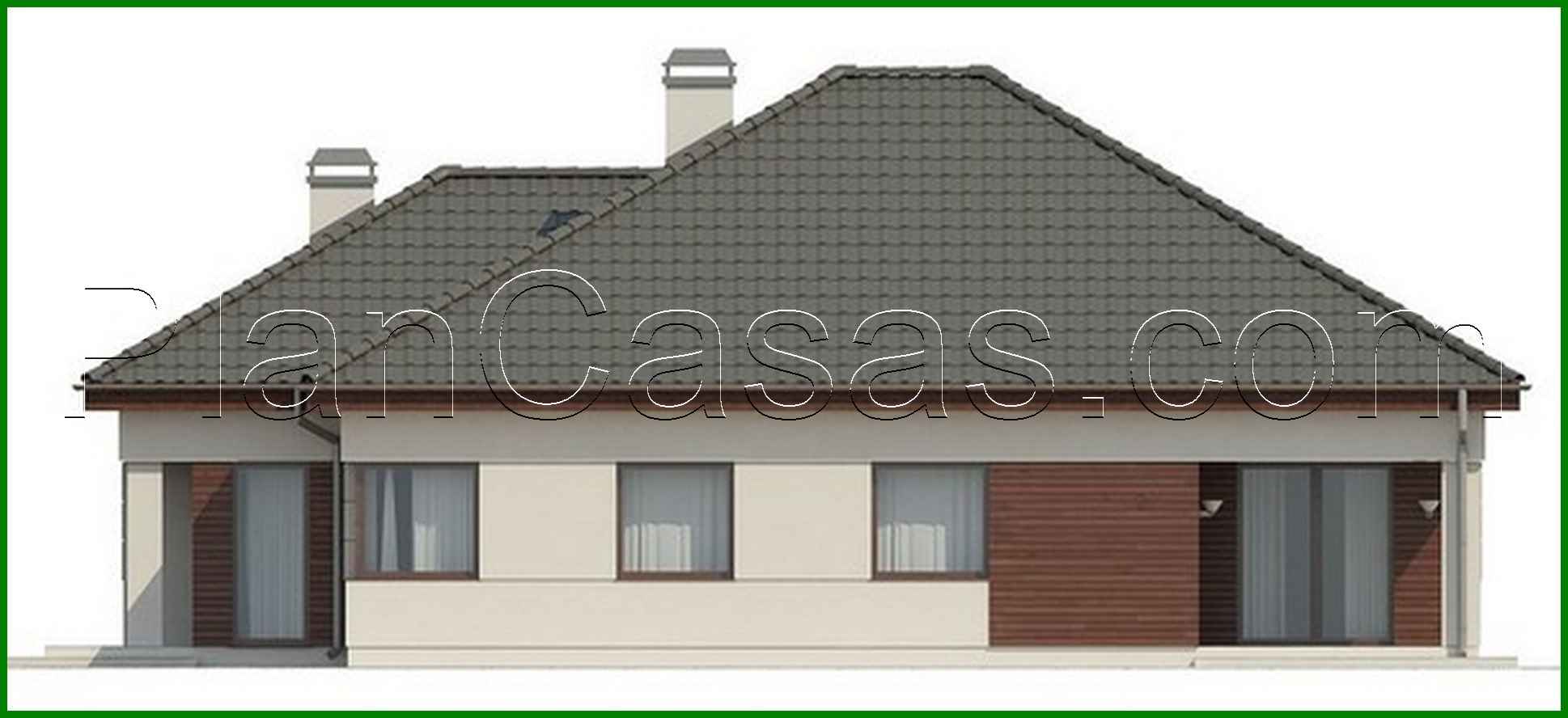 Galería de visualizaciones - Casa de campo de una planta con terraza en esquina