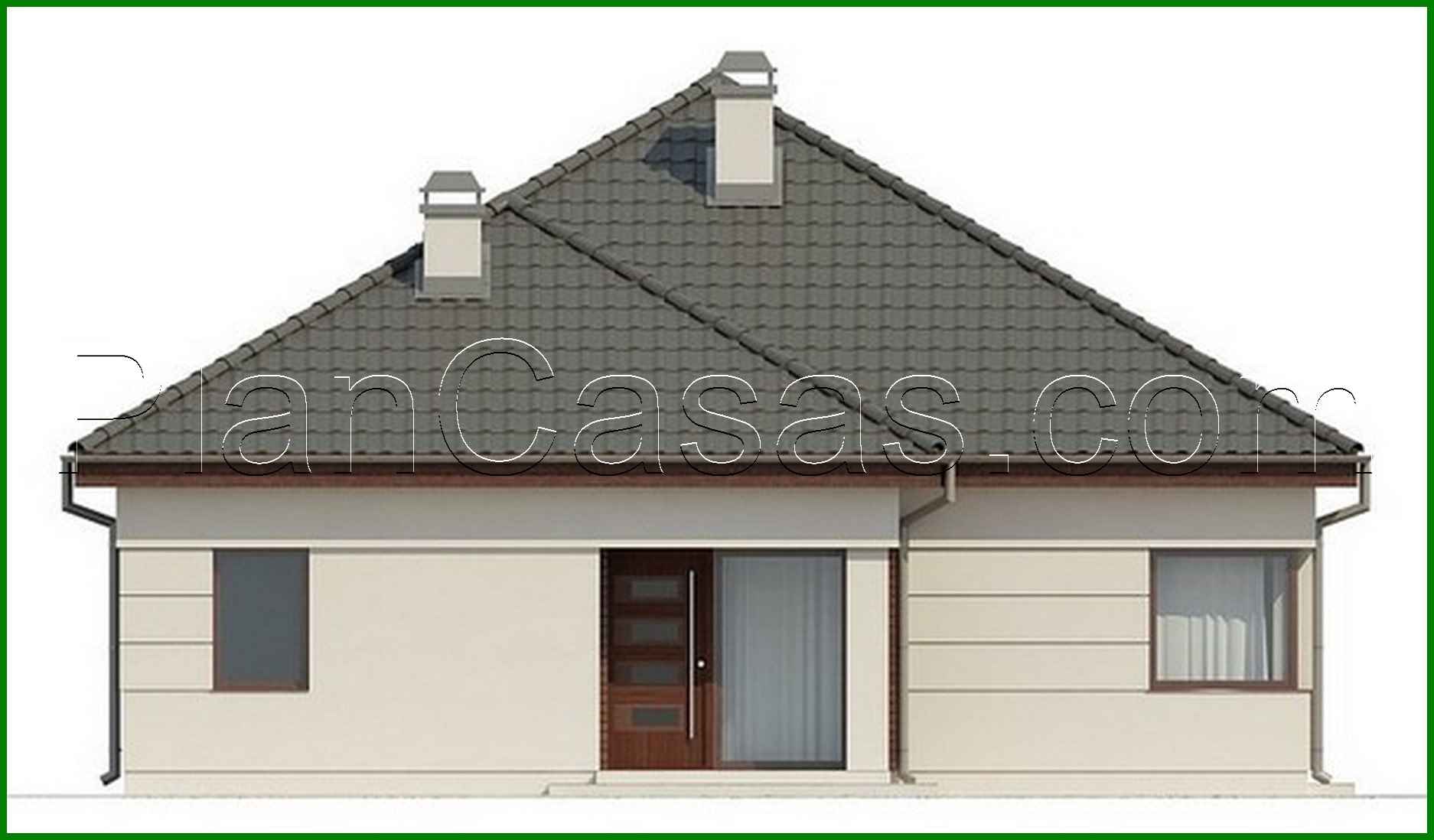 Galería de visualizaciones - Casa de campo de una planta con terraza en esquina