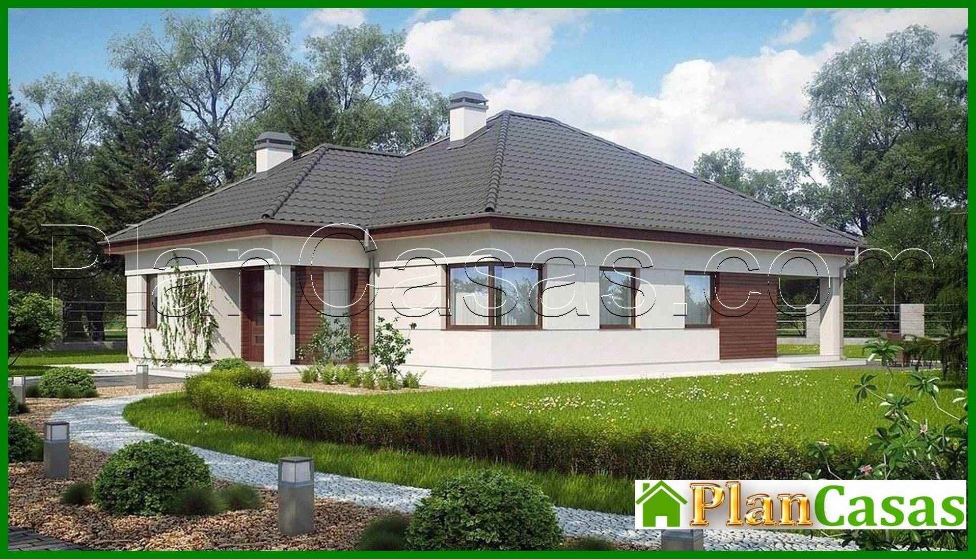 Galería de visualizaciones - Casa de campo de una planta con terraza en esquina