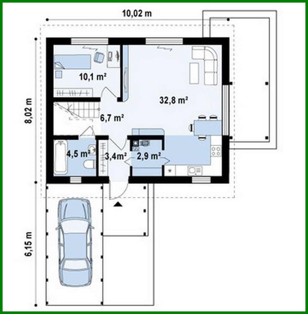 Visualization gallery - Cottage project with an attic, gable roof and wooden facade