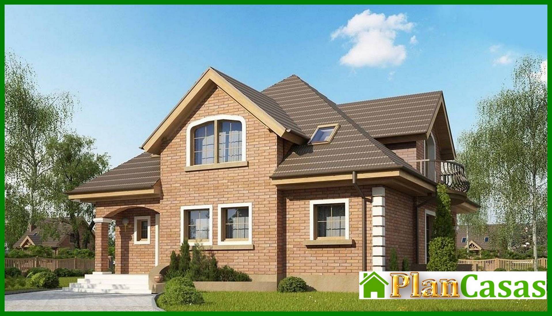 Galería de visualizaciones - Proyecto de una casa de campo con ático y fachada de ladrillo