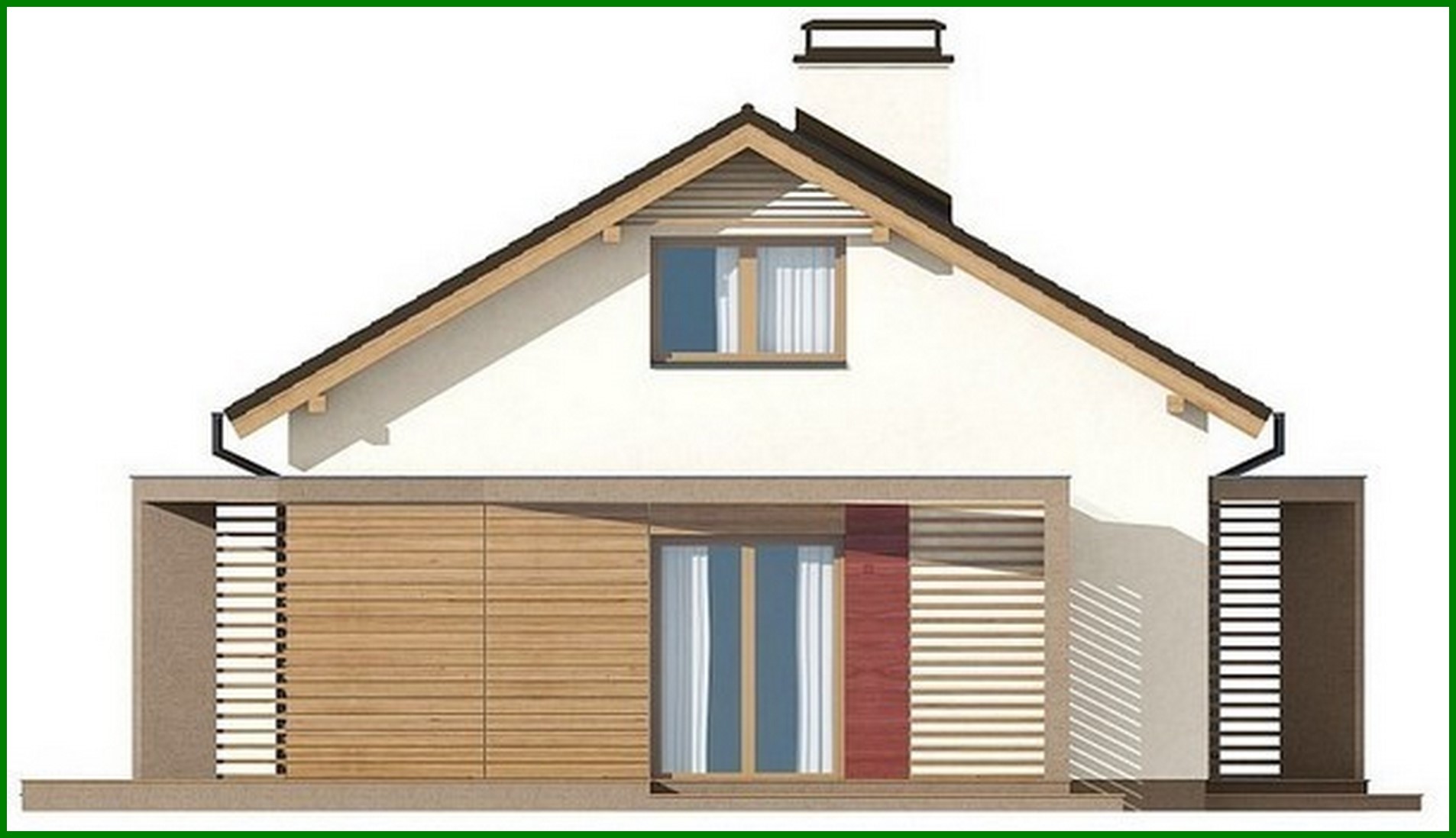 Galería de visualizaciones - Proyecto de una casa de campo clásica de una planta con ático y techo a dos aguas