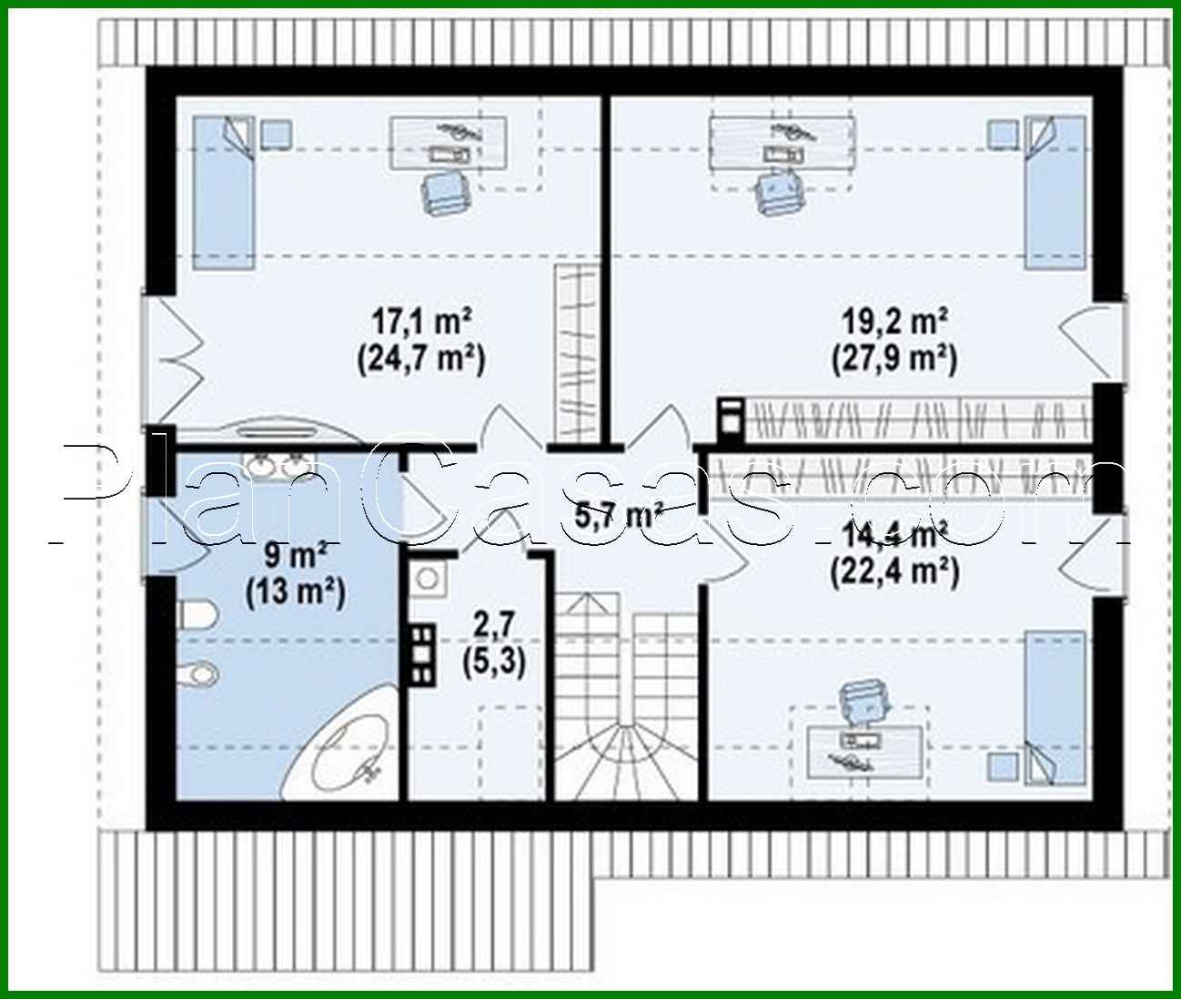 Galería de visualizaciones - Proyecto de casa con ático y habitaciones de invitados en la planta baja