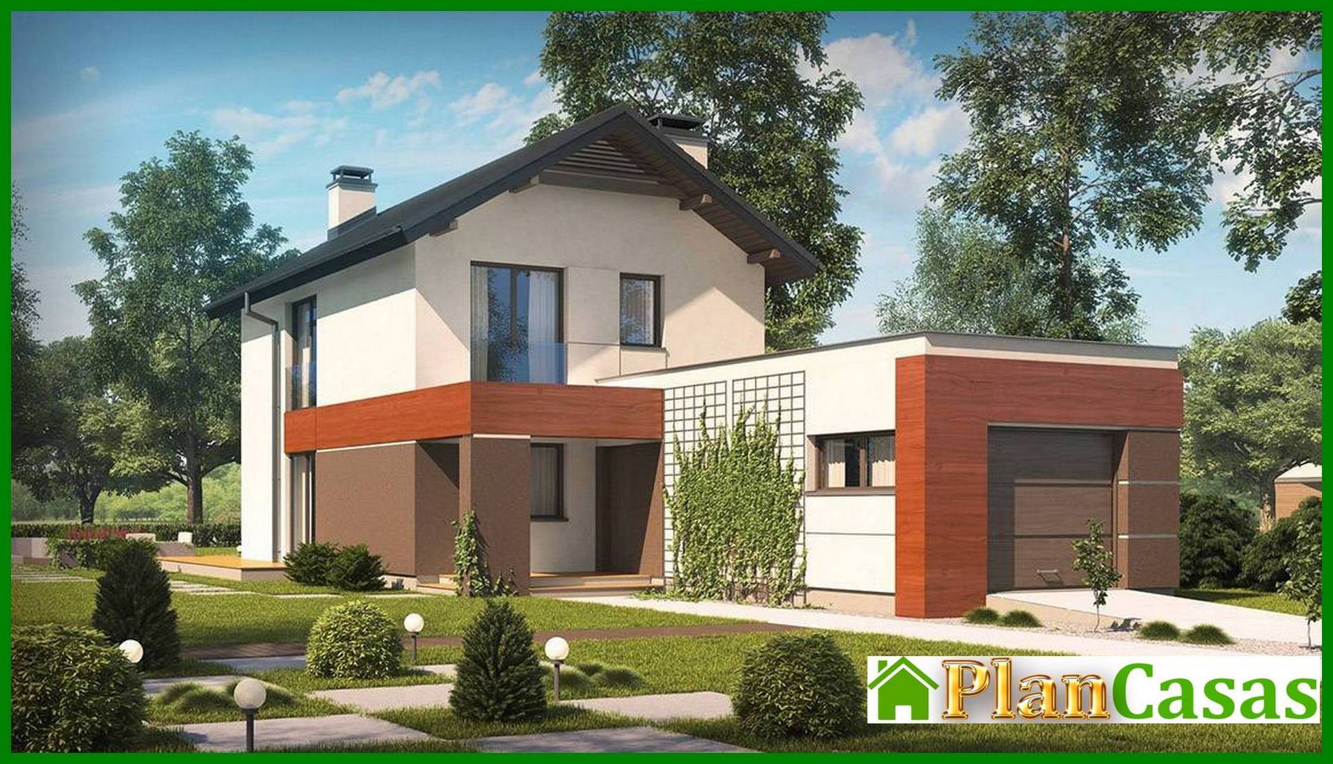 Galería de visualizaciones - Proyecto de una casa de campo de dos plantas con garaje