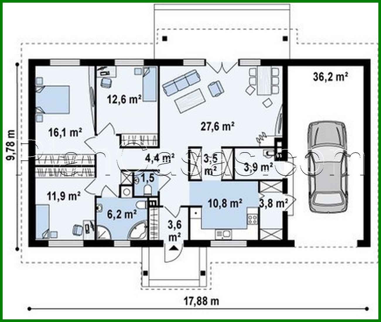 Galería de visualizaciones - Proyecto de una casa de campo de una planta con garaje