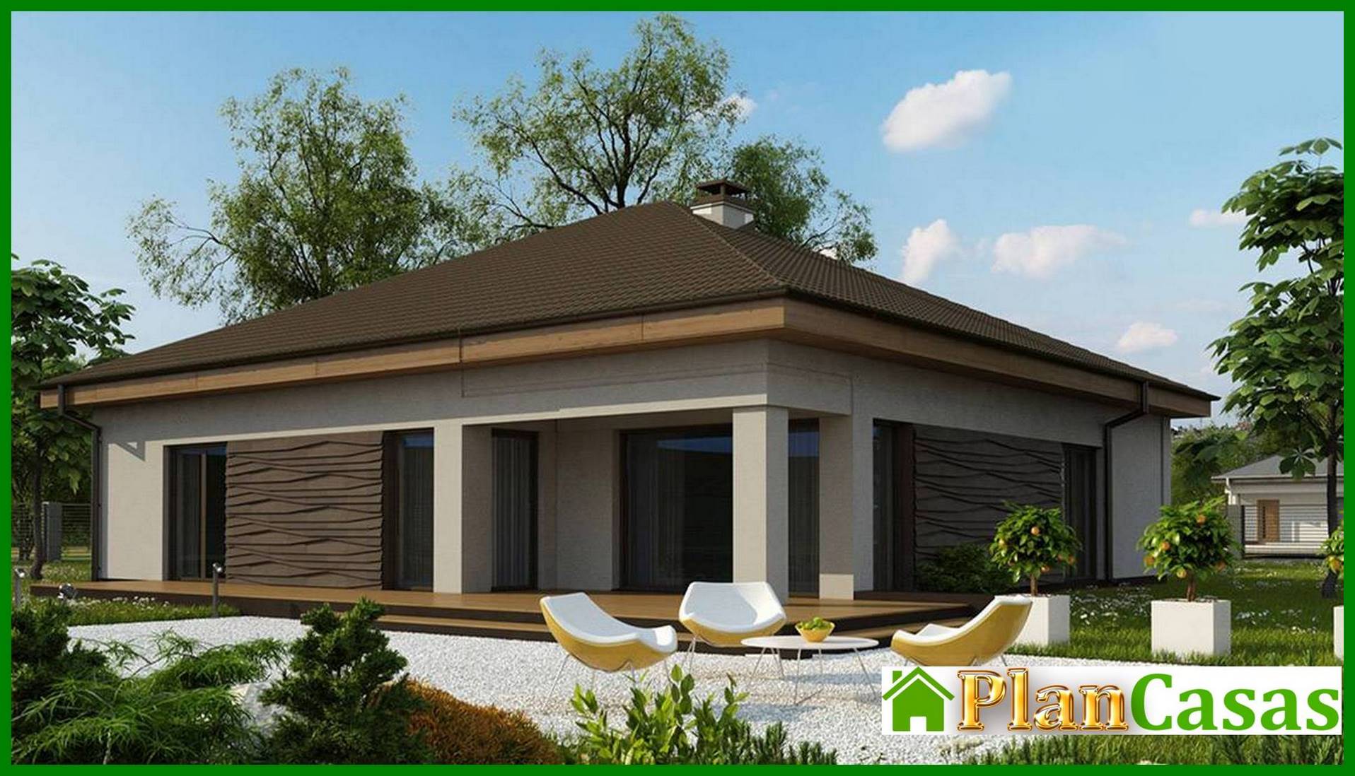 Galería de visualizaciones - Proyecto de una casa de una planta con garaje para dos coches