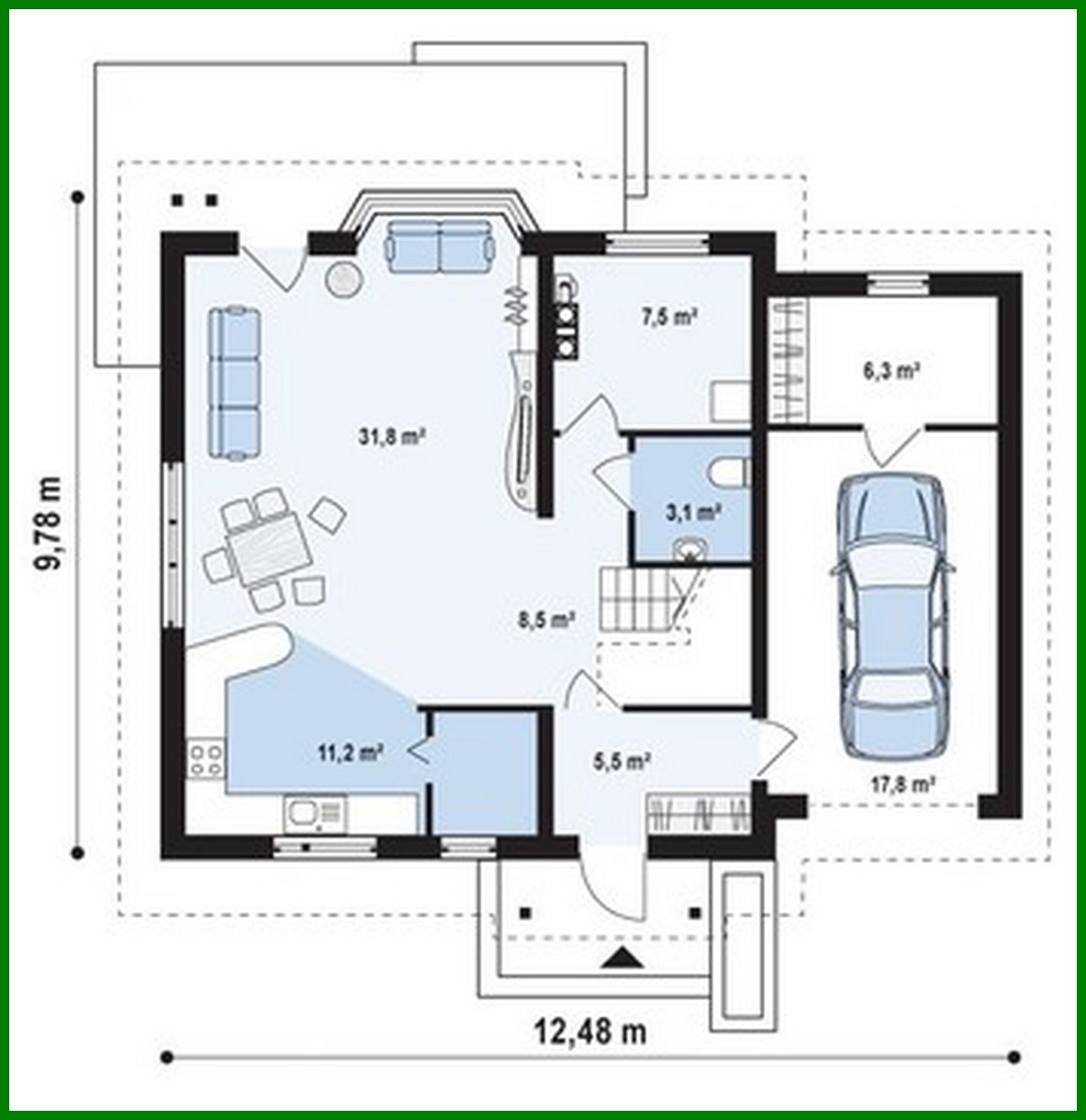 Visualization gallery - Project of a stylish house with an attic and a garage