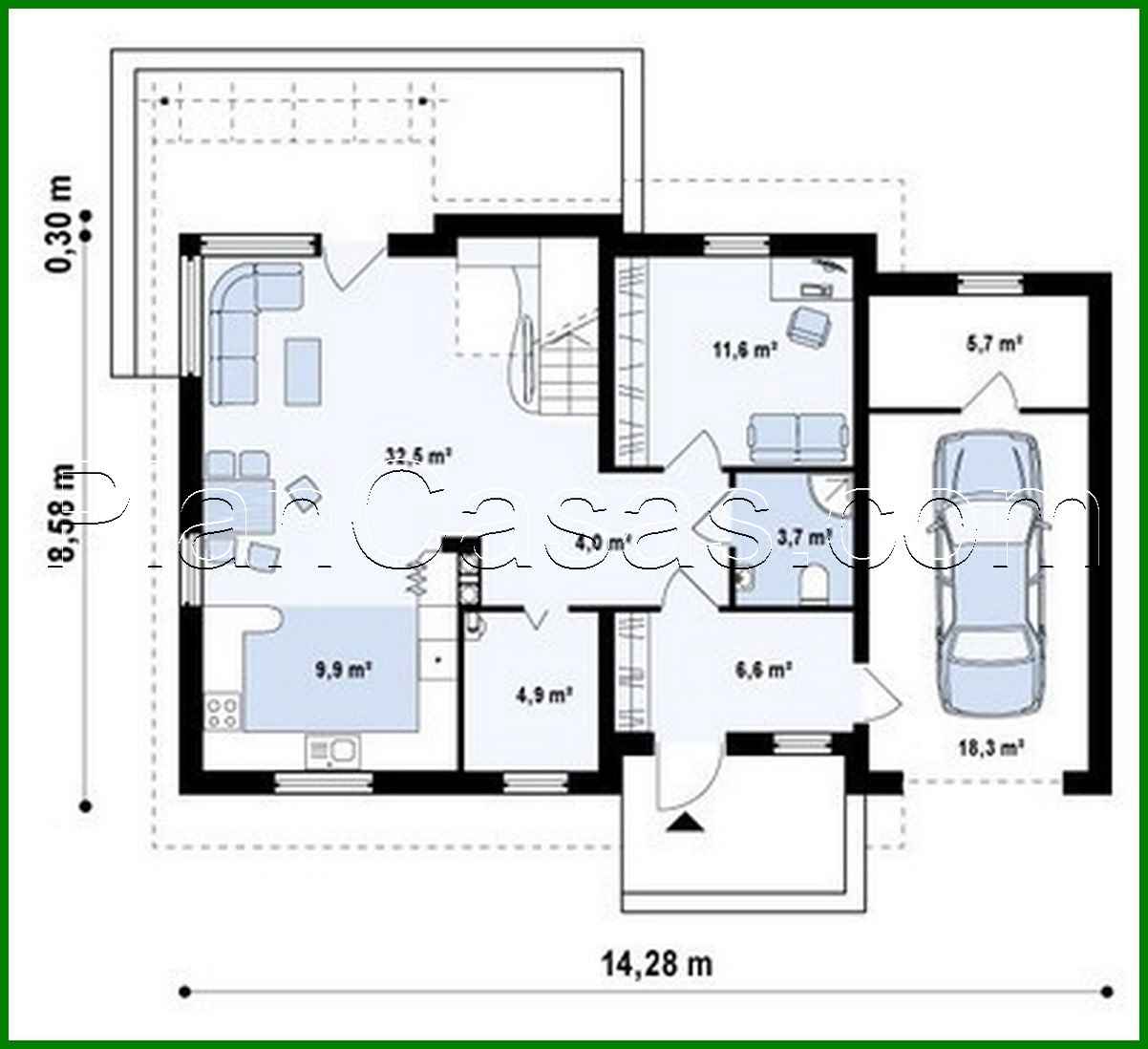 Galería de visualizaciones - Proyecto de una casa de campo con ático, oficina y terraza sobre el garaje