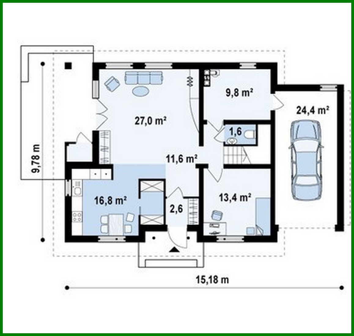 Galería de visualizaciones - Proyecto de casa con garaje y un ático original