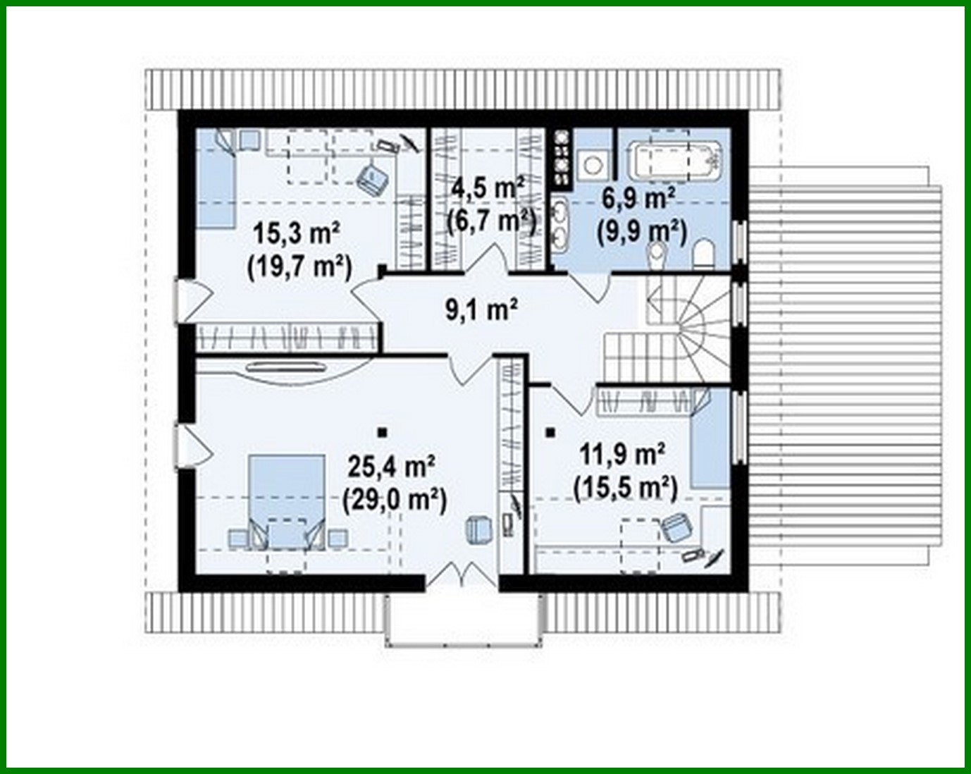 Galería de visualizaciones - Proyecto de casa con garaje y un ático original