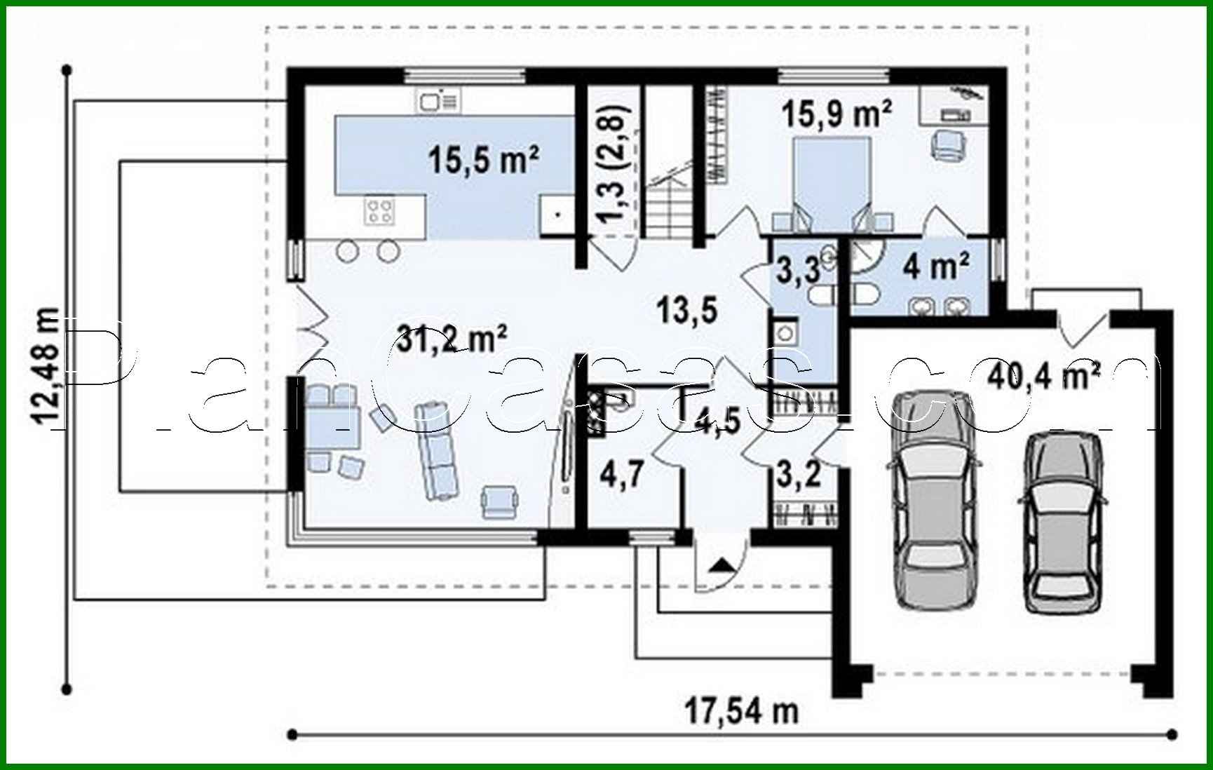 Galería de visualizaciones - Proyecto de casa con ático, salón y garaje doble