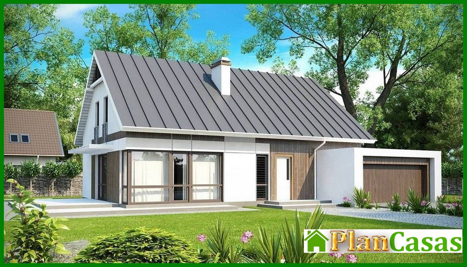 Galería de visualizaciones - Proyecto de casa con ático, salón y garaje doble