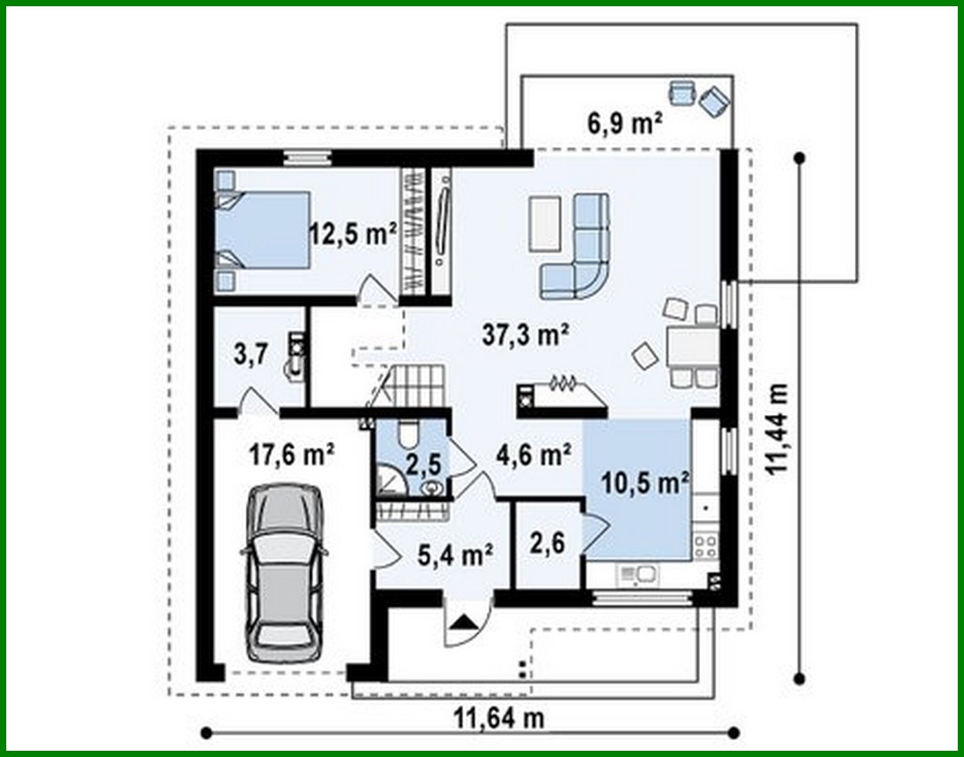 Visualization gallery - House project with attic, additional bedroom, glazed terrace
