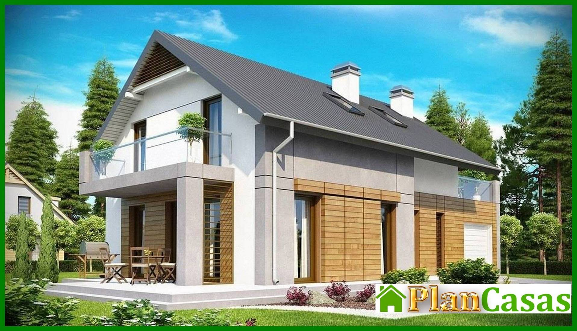 Visualization gallery - Cottage project with a terrace and modern elements