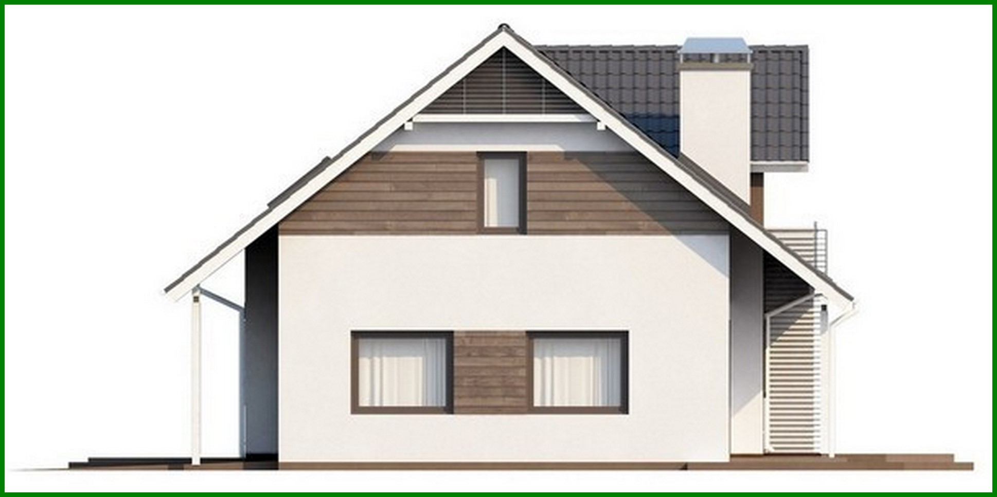 Galería de visualizaciones - Proyecto de casa de campo con garaje integrado, terraza en esquina y estudio