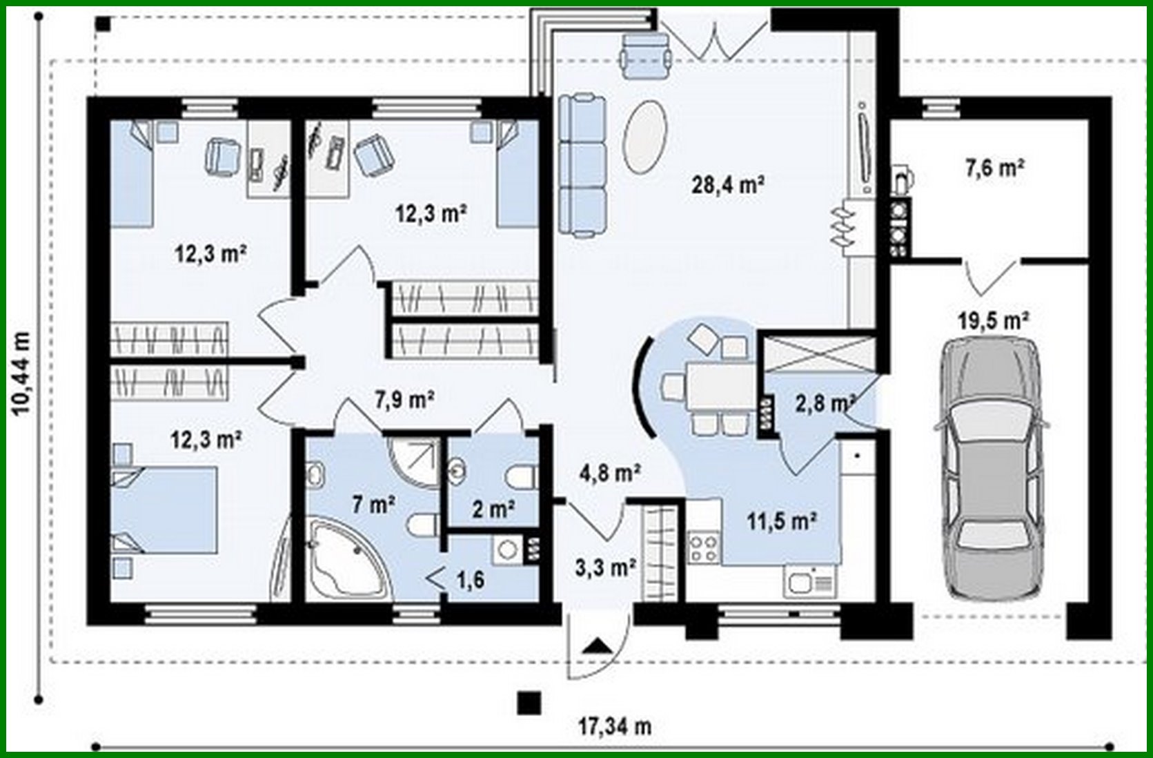 Galería de visualizaciones - Proyecto de casa de campo de una planta con garaje y zona privada