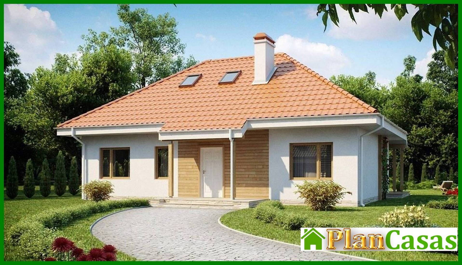 Visualization gallery - One-storey cottage project with a traditional-style attic