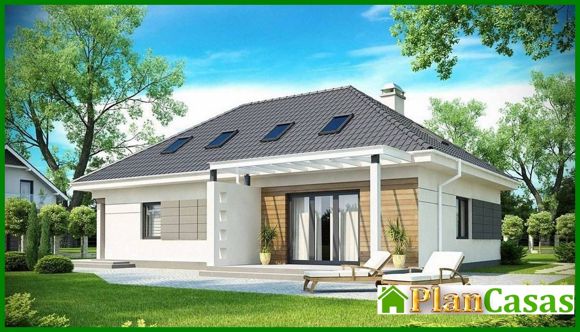 Galería de visualizaciones - Proyecto de una casa de campo con garaje y una zona de noche adicional