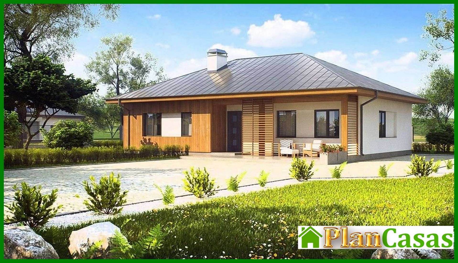 The project of a country house with a sloping roof house plan