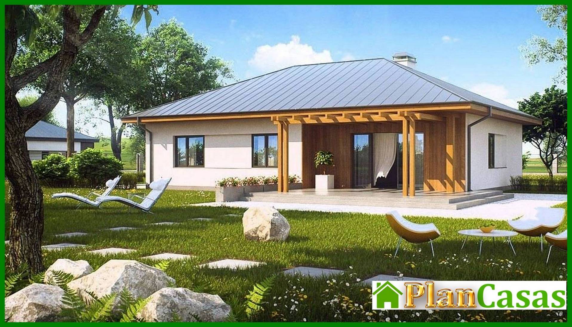 Galería de visualizaciones - Proyecto de una casa de campo con techo inclinado