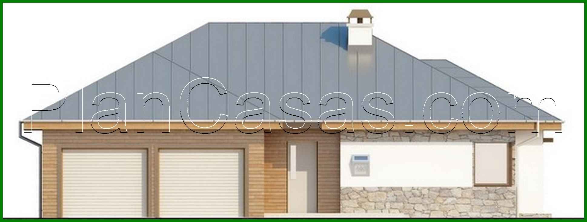 Galería de visualizaciones - Proyecto de casa de una planta con garaje para dos coches