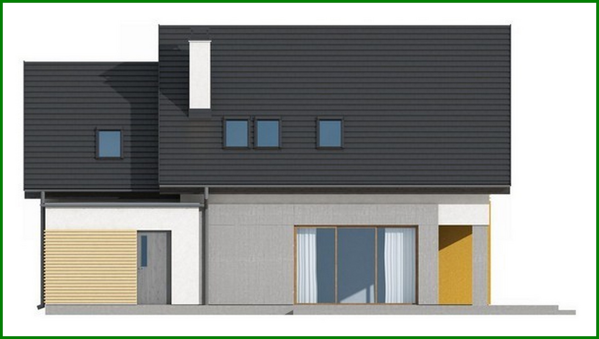 Visualization gallery - The project of a modern stylish small house with an attic, a garage for 1 car