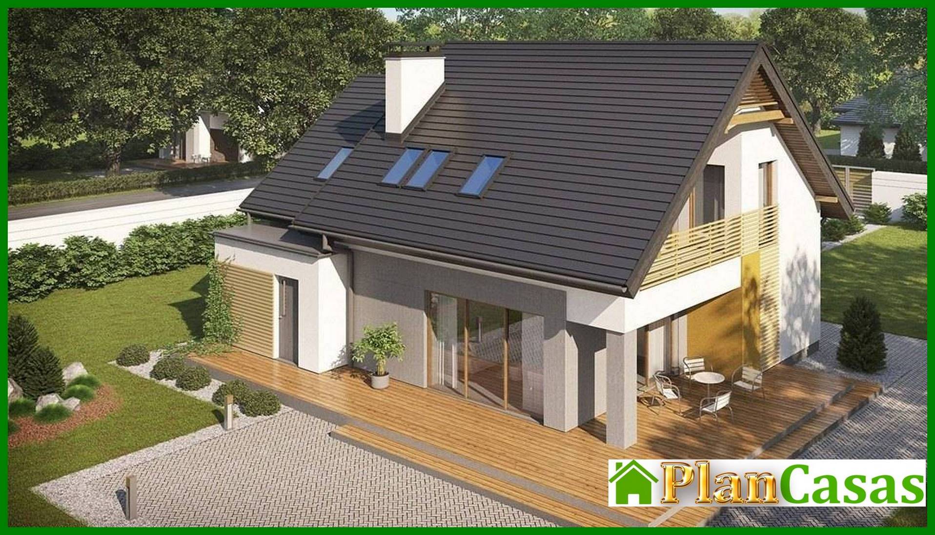 Visualization gallery - The project of a modern stylish small house with an attic, a garage for 1 car