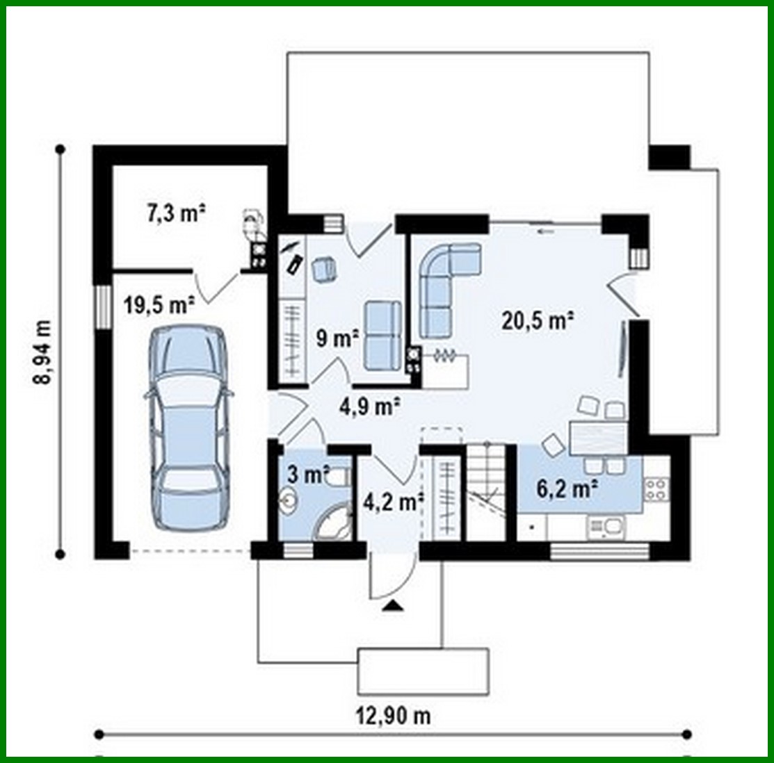 Visualization gallery - The project of a modern bright cottage with a garage and a gable roof