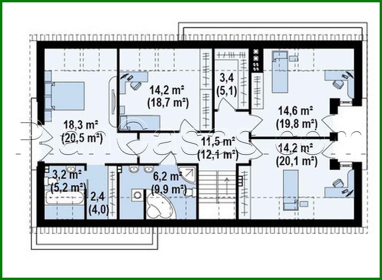Visualization gallery - House project with a gable roof and a garage for two cars