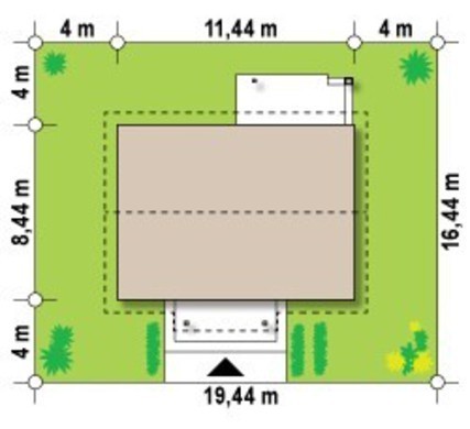 Visualization gallery - The project of a small neat one-story house with a gable roof