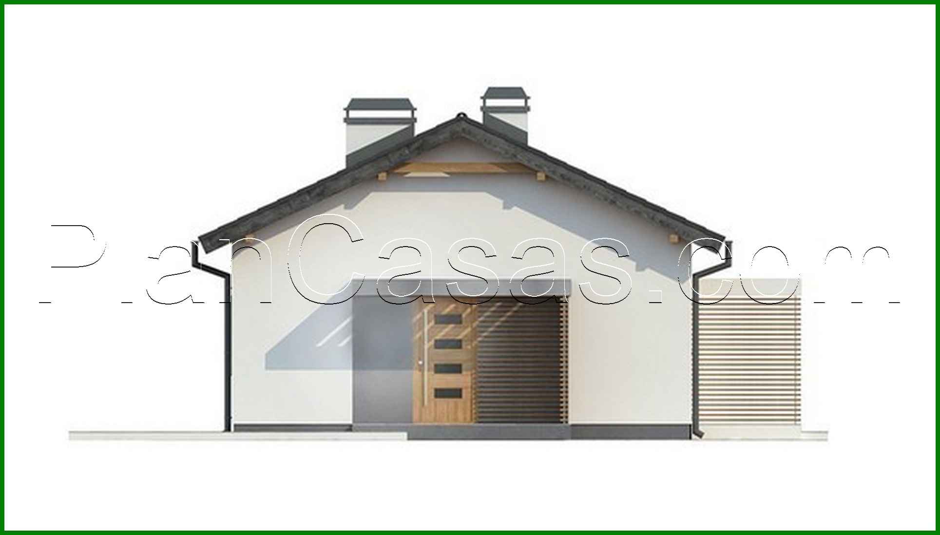 Galería de visualizaciones - Proyecto de una casa pequeña de una planta con una cómoda entrada lateral