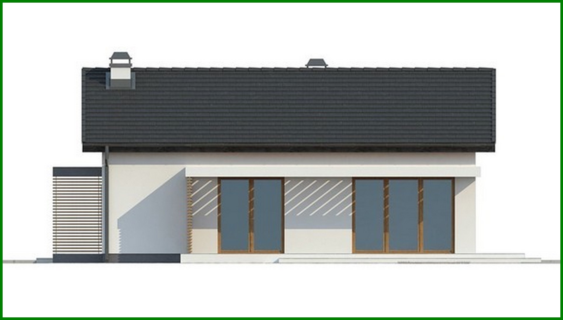 Galería de visualizaciones - Proyecto de una casa pequeña de una planta con una cómoda entrada lateral