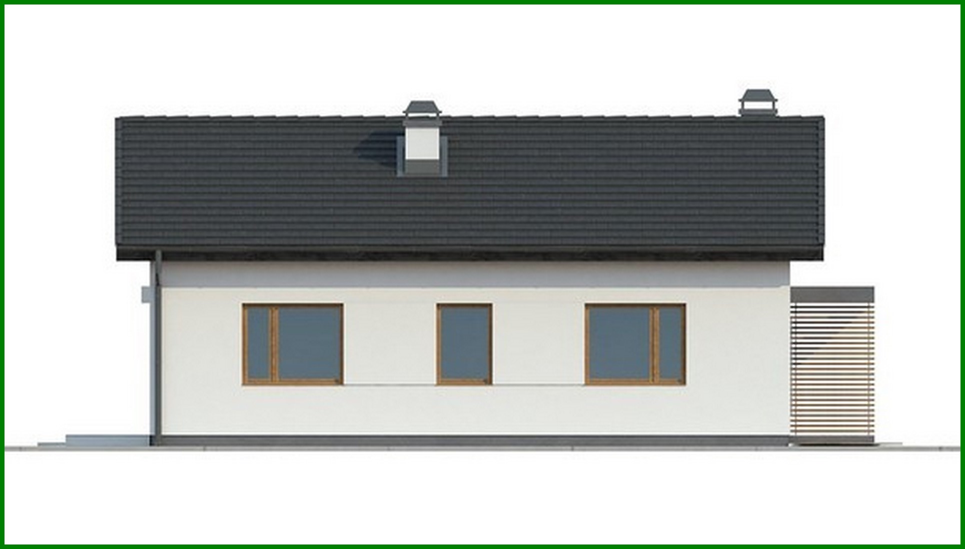 Galería de visualizaciones - Proyecto de una casa pequeña de una planta con una cómoda entrada lateral