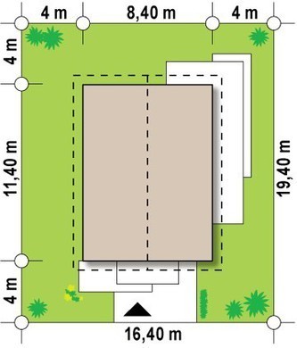 Galería de visualizaciones - Proyecto de una casa pequeña de una planta con una cómoda entrada lateral