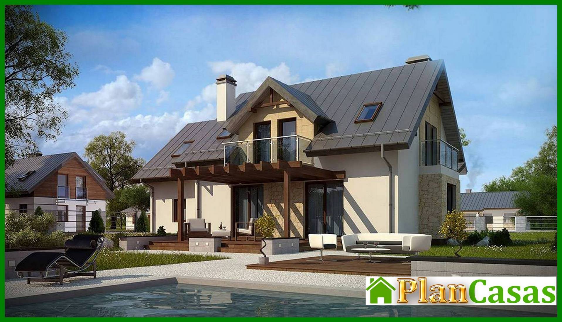 Diseño de una casa moderna de cinco dormitorios con garaje